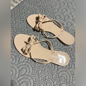 NEW Olivia Miller Blush Nude Bow Jelly Thong Sandals